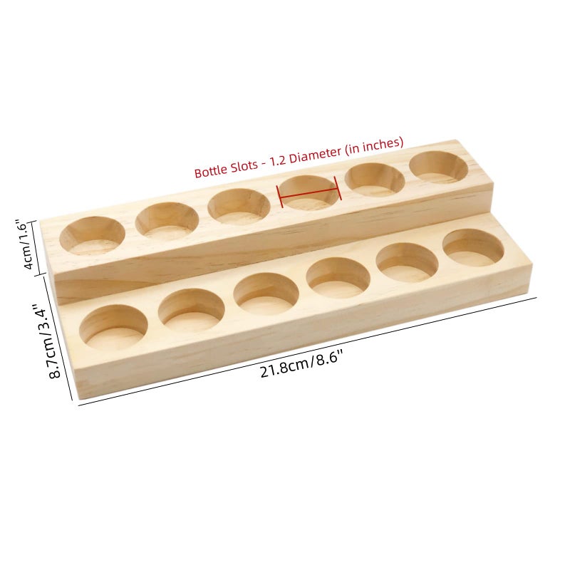 LONG TAO 2 Pcs Wooden Essential Oil Display Stand 2 layer Tabletop Essential Oils Perfume Storage Racks Oil Bottles Holder Essential Oil Organizer Nail Polish Shelf for Organizing Displaying - Image 2